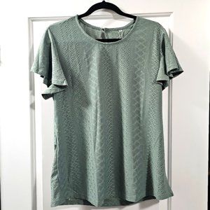 Green flutter sleeve blouse xl